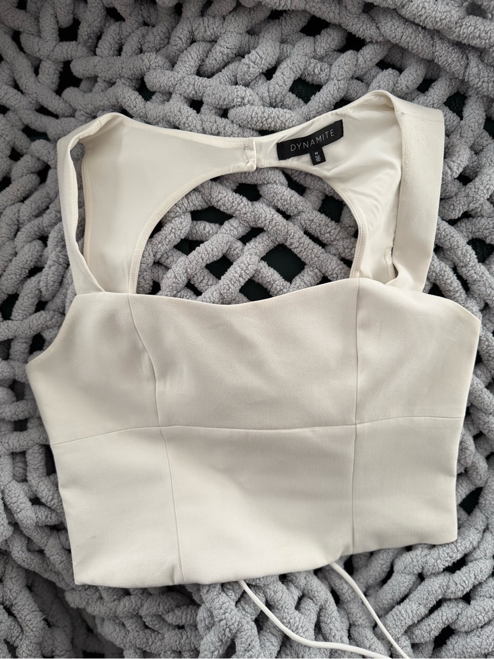 Dynamite Cream Structured Cropped Tank